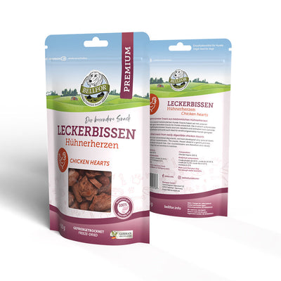 Bellfor Gesunder Freeze-Snack für Hunde - Hühnerherzen 50 g