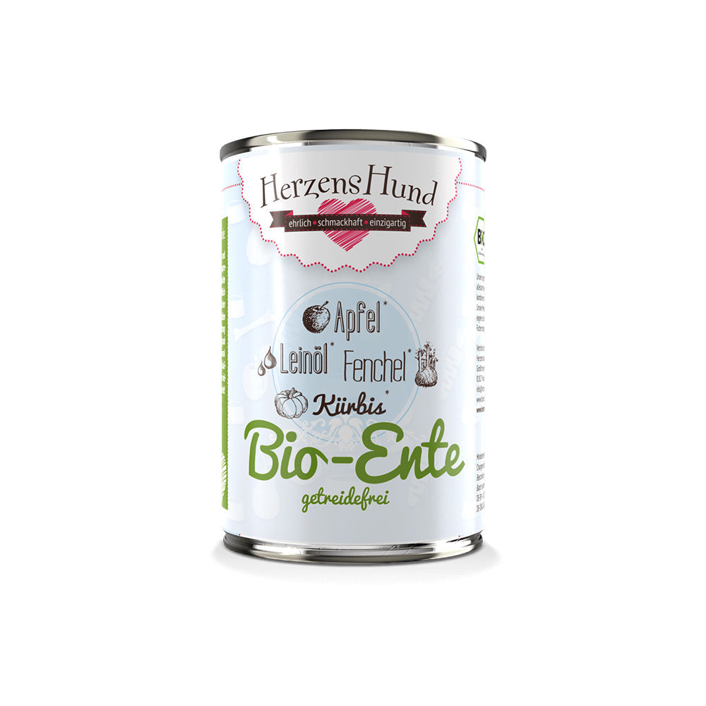 HerzensHund Bio-Ente mit Bio-Gemüse -getreidefrei- für Hunde