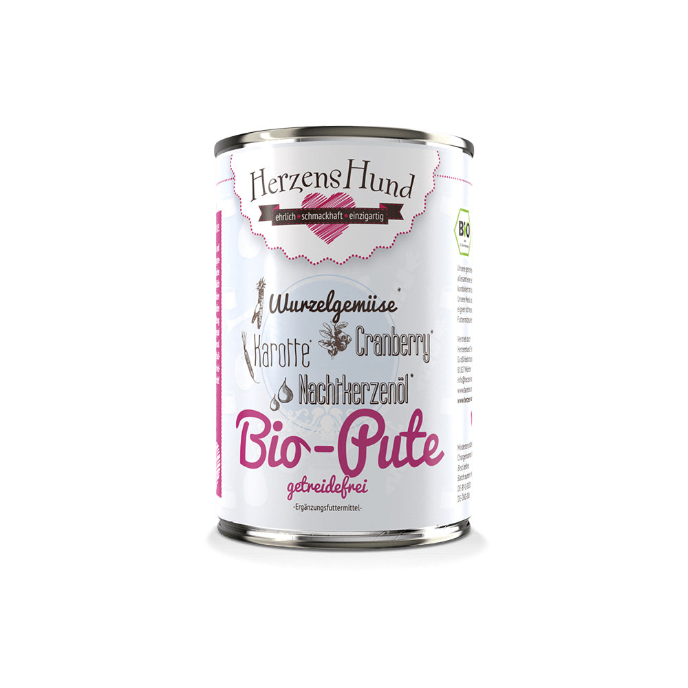 HerzensHund Bio-Pute mit Bio-Karotte -getreidefrei- für Hunde