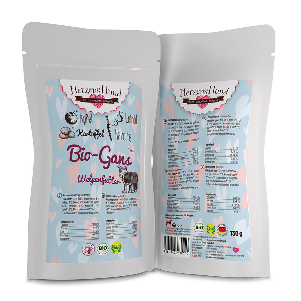 HerzensHund Organic Goose with Organic Apple - Puppy for Dogs
