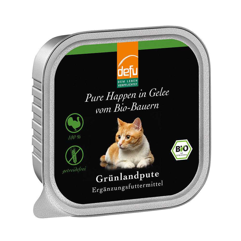 Defu Katze Pure Happen in Gelee Bio-Grünlandpute 16 x 100g