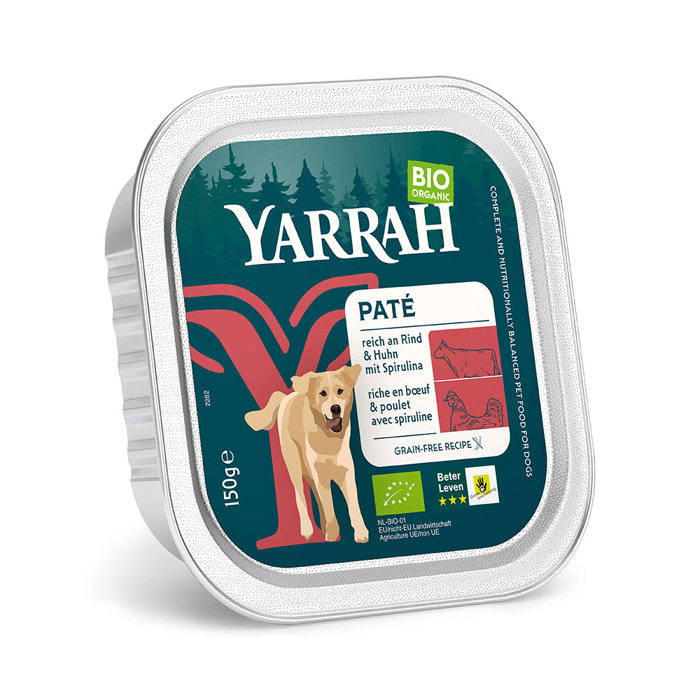 Yarrah Bio Hund Schale Paté getreidefrei mit Rind 12 x 150g