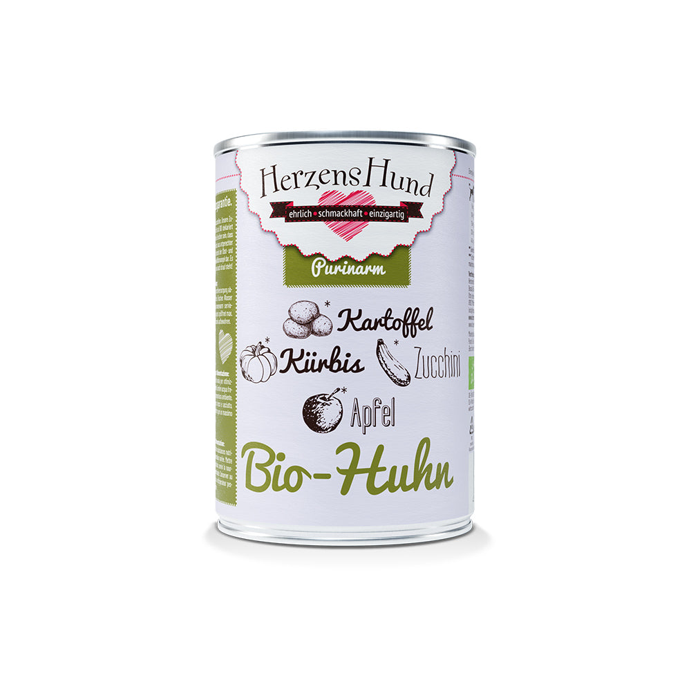HerzensHund Bio-Huhn mit Kartoffel - purinarm für Hunde 12 x 400g - BioTierFutter Onlineshop