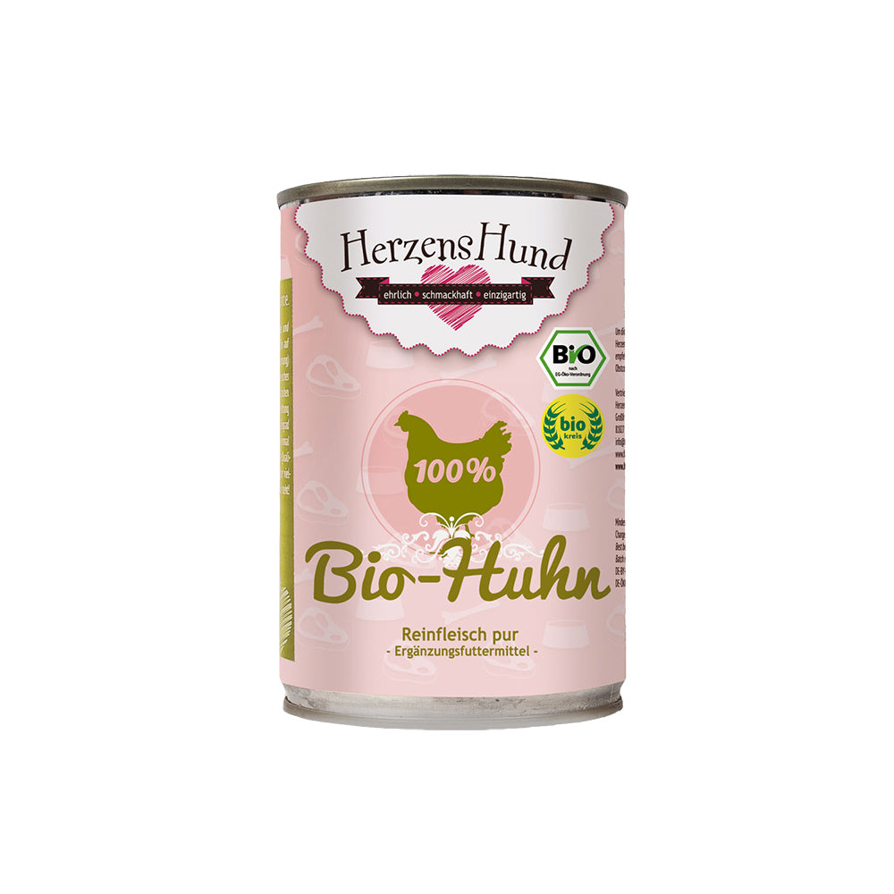 HerzensHund Bio-Huhn Reinfleisch pur für Hunde 12 x 400g
