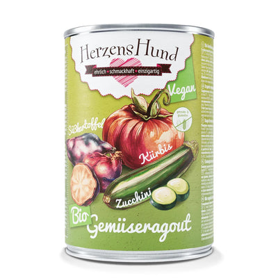 HerzensHund Ragoût de légumes bio – Aliment végétalien pour chiens – 12 x 400 g