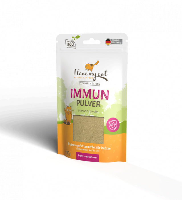 I love my cat Ergänzungsfuttermittel für Katzen – Immun Pulver mit Brennnessel, Hagebutte und Insektenprotein