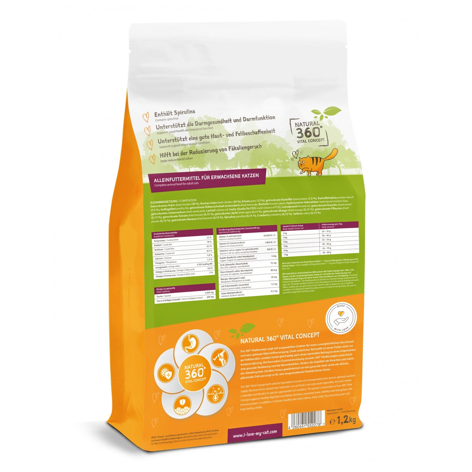 Getreidefreies Trockenfutter Katzen Huhn 1.2kg