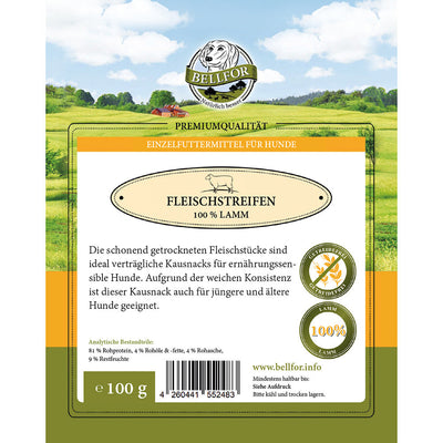 Bellfor Gesunder Hundesnack - Fleischstreifen Lamm 100 g