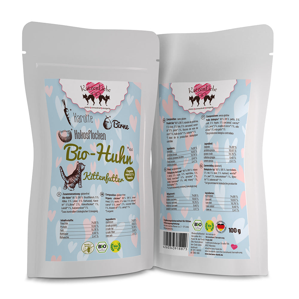 KatzenLiebe Bio-Huhn mit Bio-Karotte - Kitten für Katzen