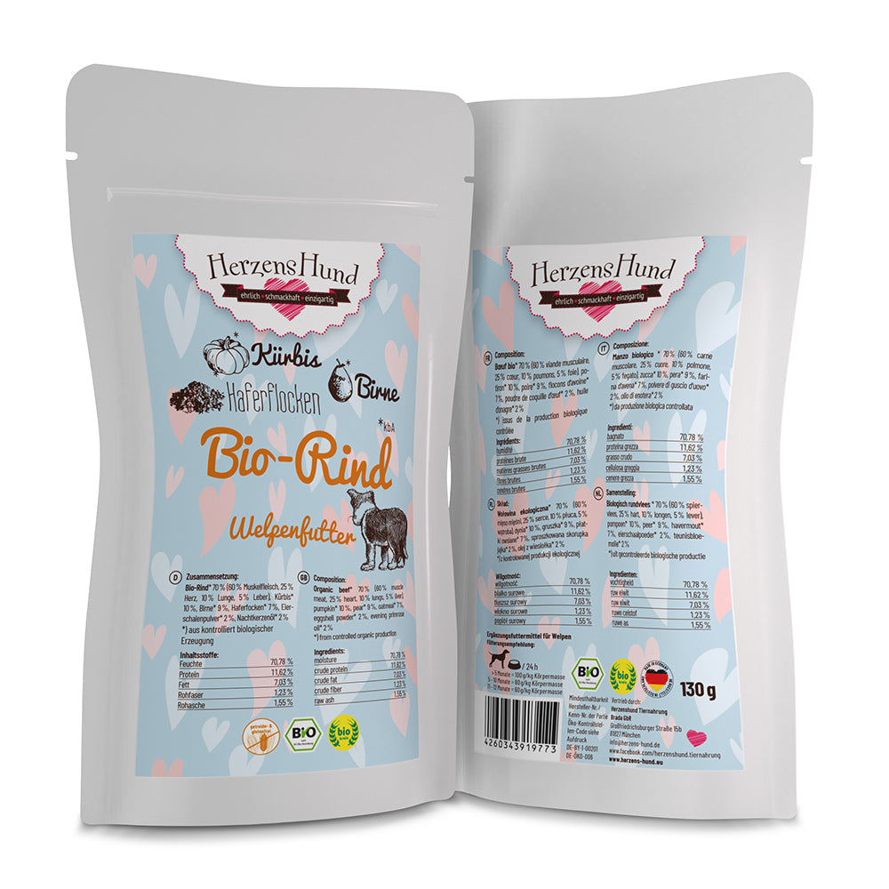 HerzensHund Bio-Rind mit Bio-Kürbis - Welpe für Hunde