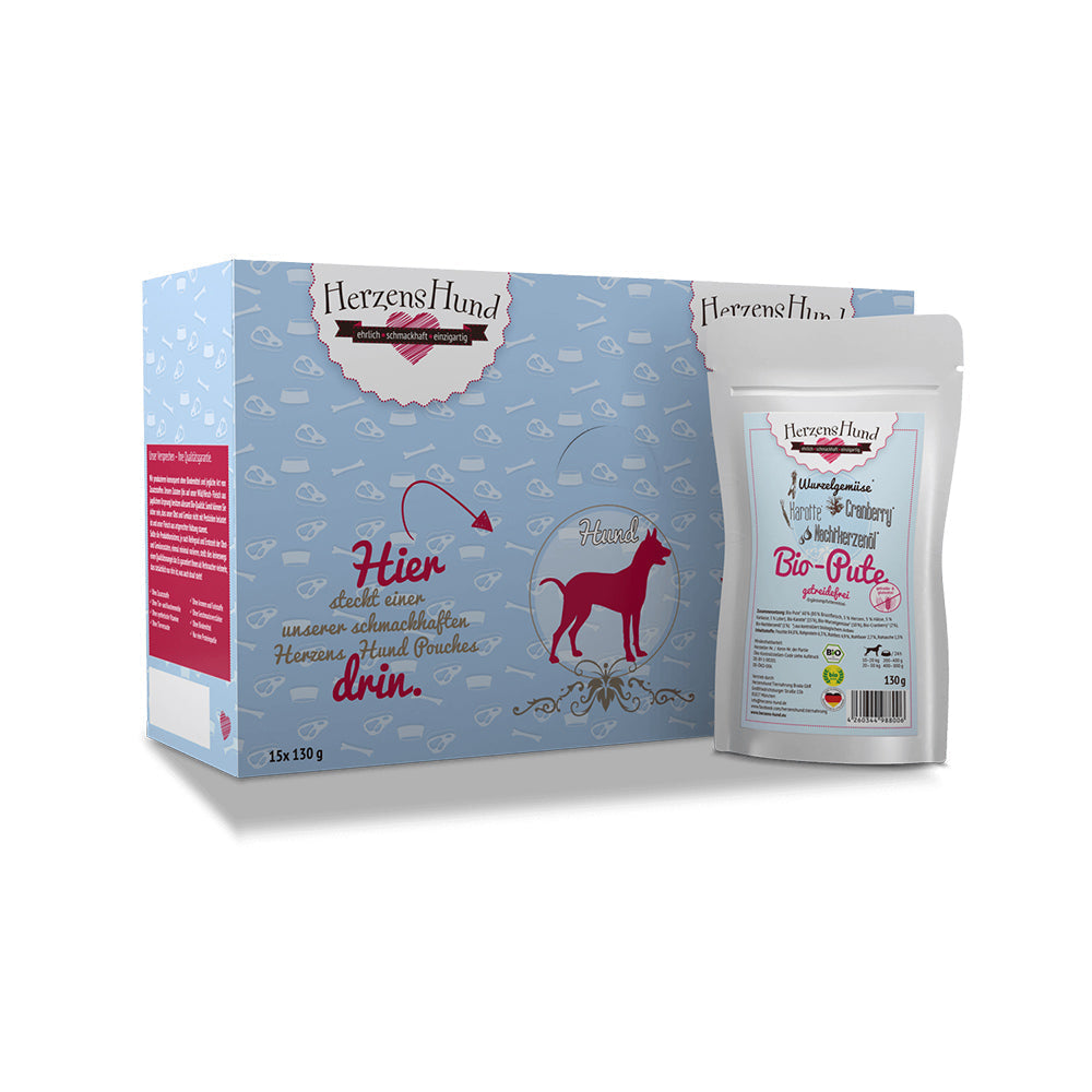 HerzensHund Bio-Pute mit Bio-Karotte -getreidefrei- für Hunde
