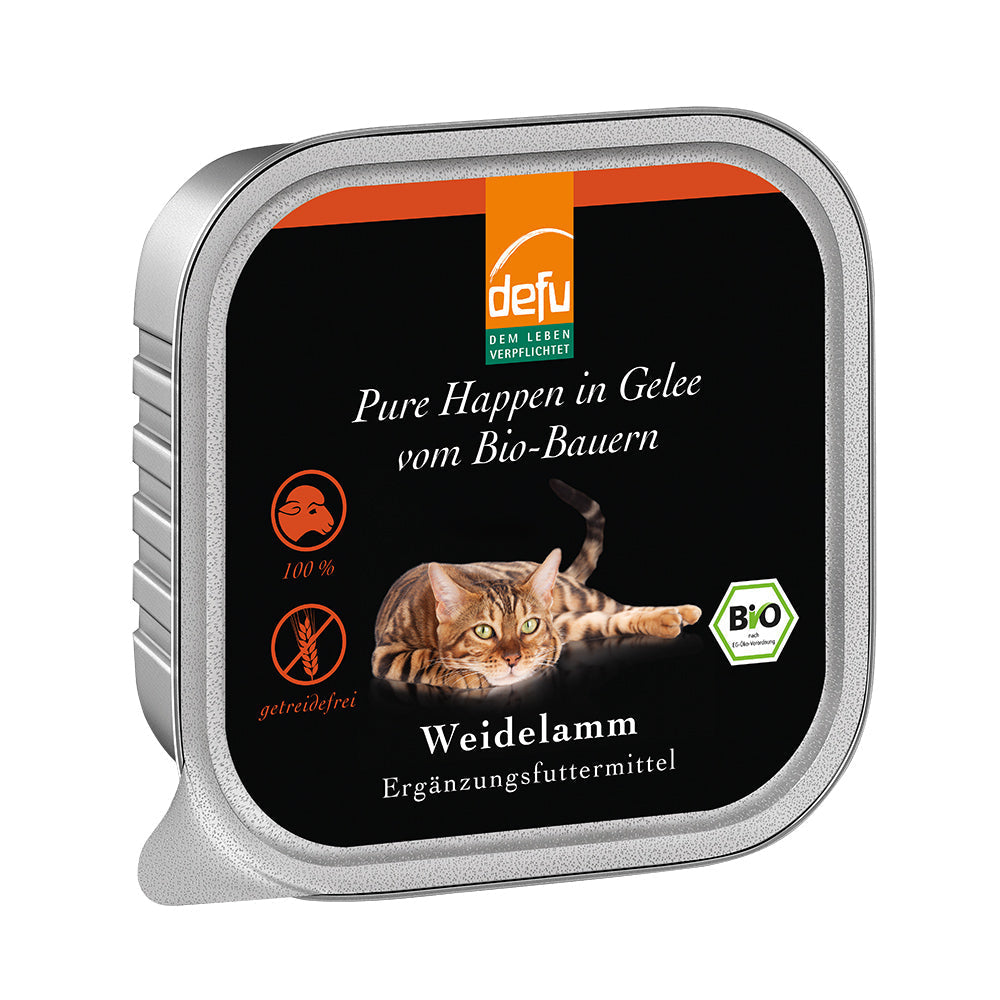 Defu Katze Pure Happen in Gelee Bio-Weidelamm 16 x 100g