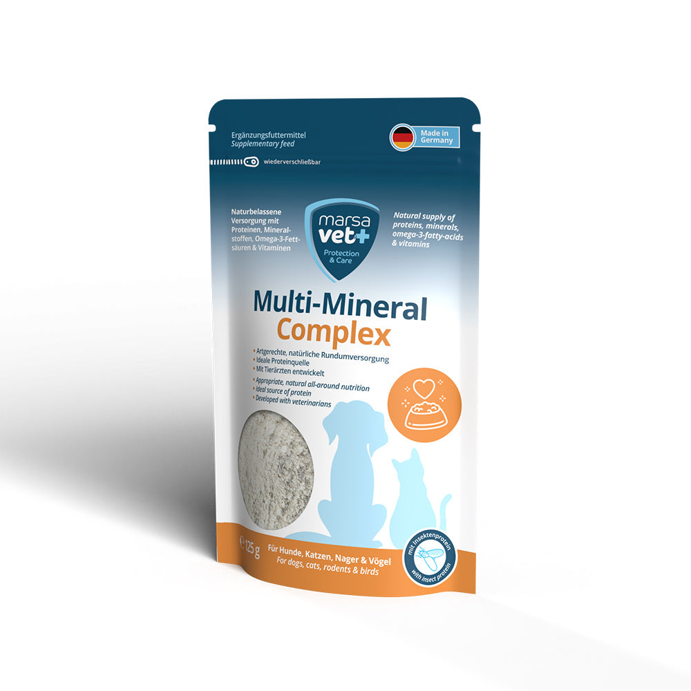 Marsavet Multi-Mineral Complex Pulver - Naturbelassene Versorgung für Hunde, Katze und andere Haustiere - 125 g