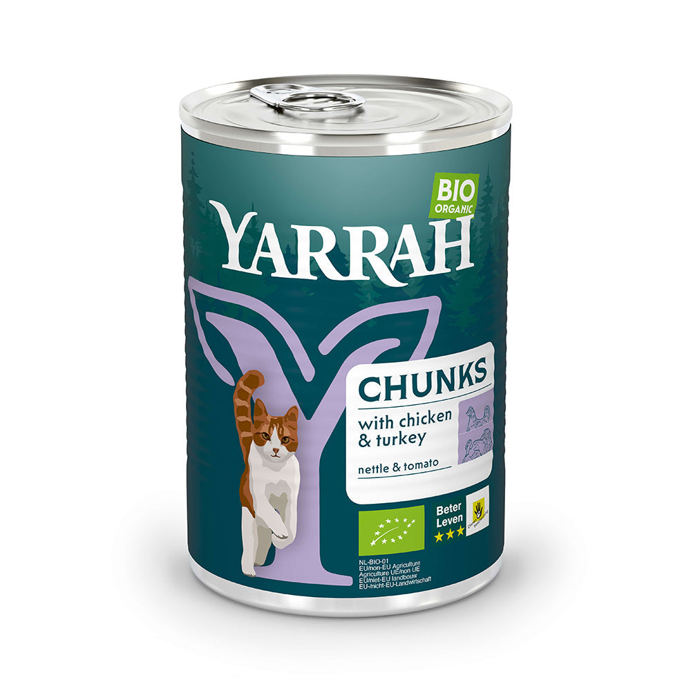 Yarrah Bio Katze Dose Bröckchen Huhn & Truthahn 12×405g