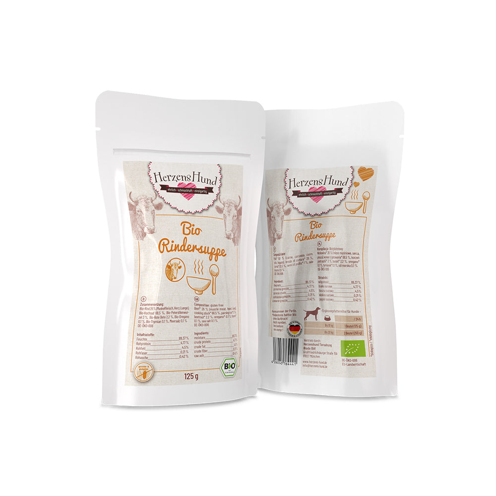 HerzensHund Organic Beef Soup for Dogs 18x125g