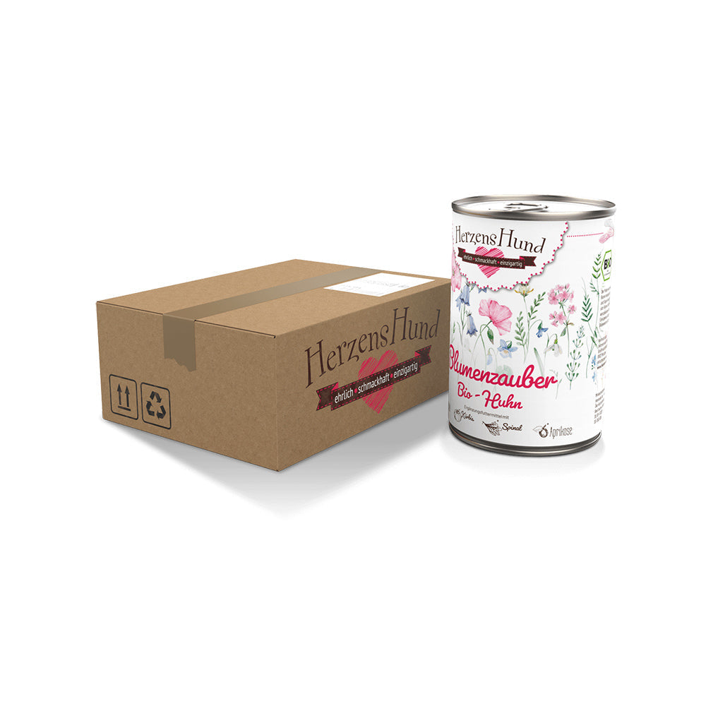 HerzensHund  Blumenzauber - Bio-Huhn mit Bio-Apfel für Hunde