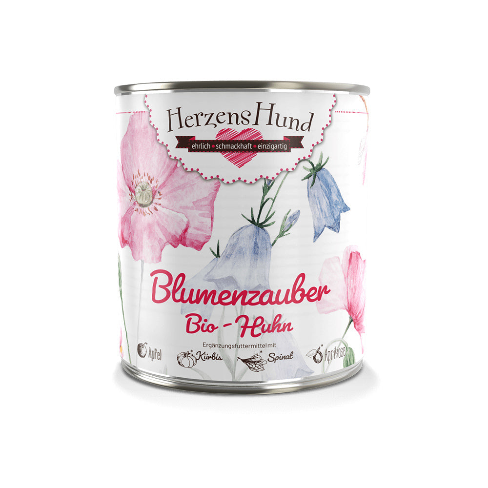 HerzensHund  Blumenzauber - Bio-Huhn mit Bio-Apfel für Hunde