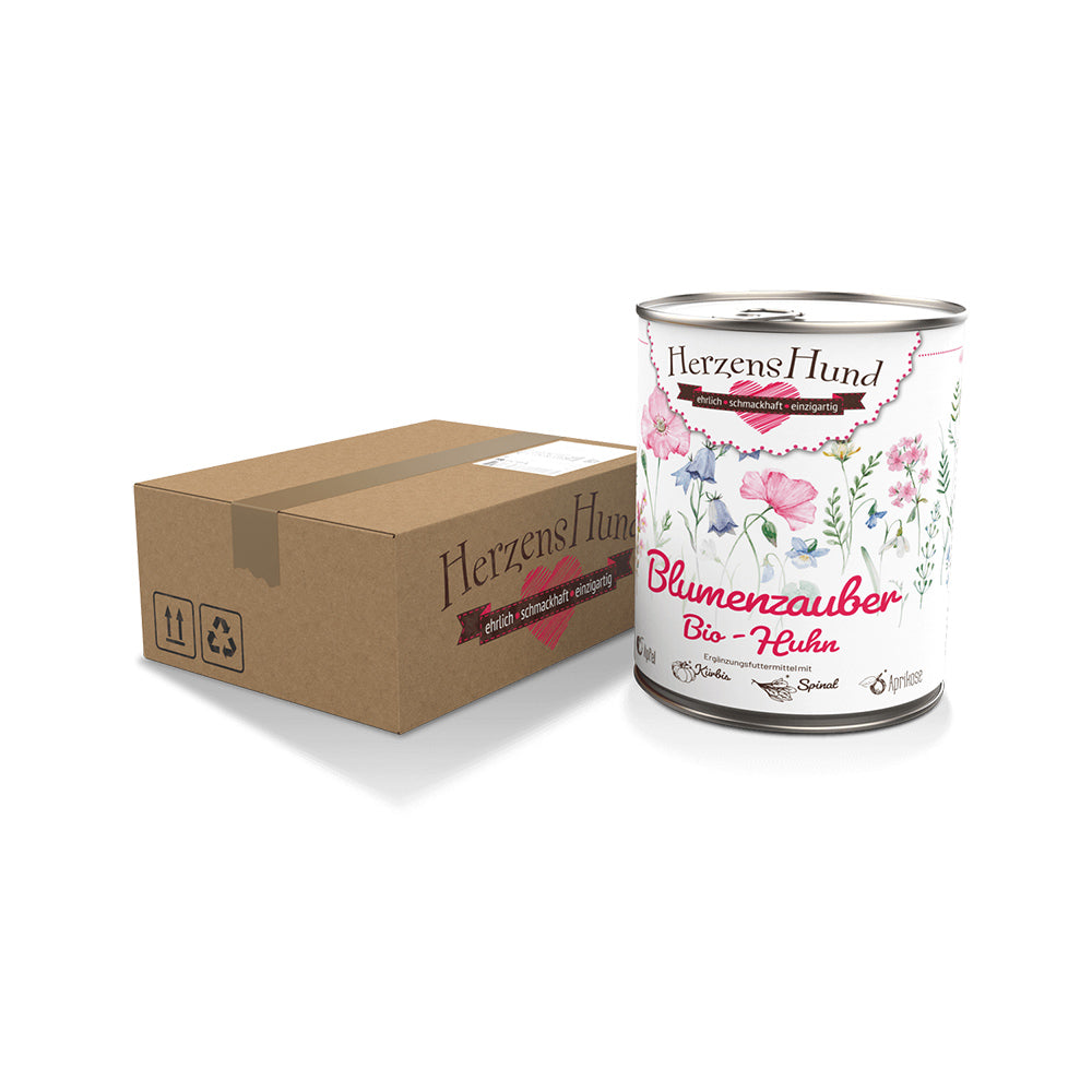 HerzensHund  Blumenzauber - Bio-Huhn mit Bio-Apfel für Hunde