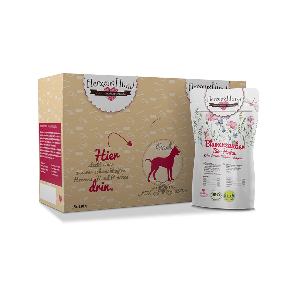 HerzensHund  Blumenzauber - Bio-Huhn mit Bio-Apfel für Hunde