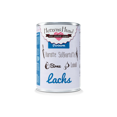 HerzensHund Lachs mit Karotte - purinarm für Hunde 12 x 400g