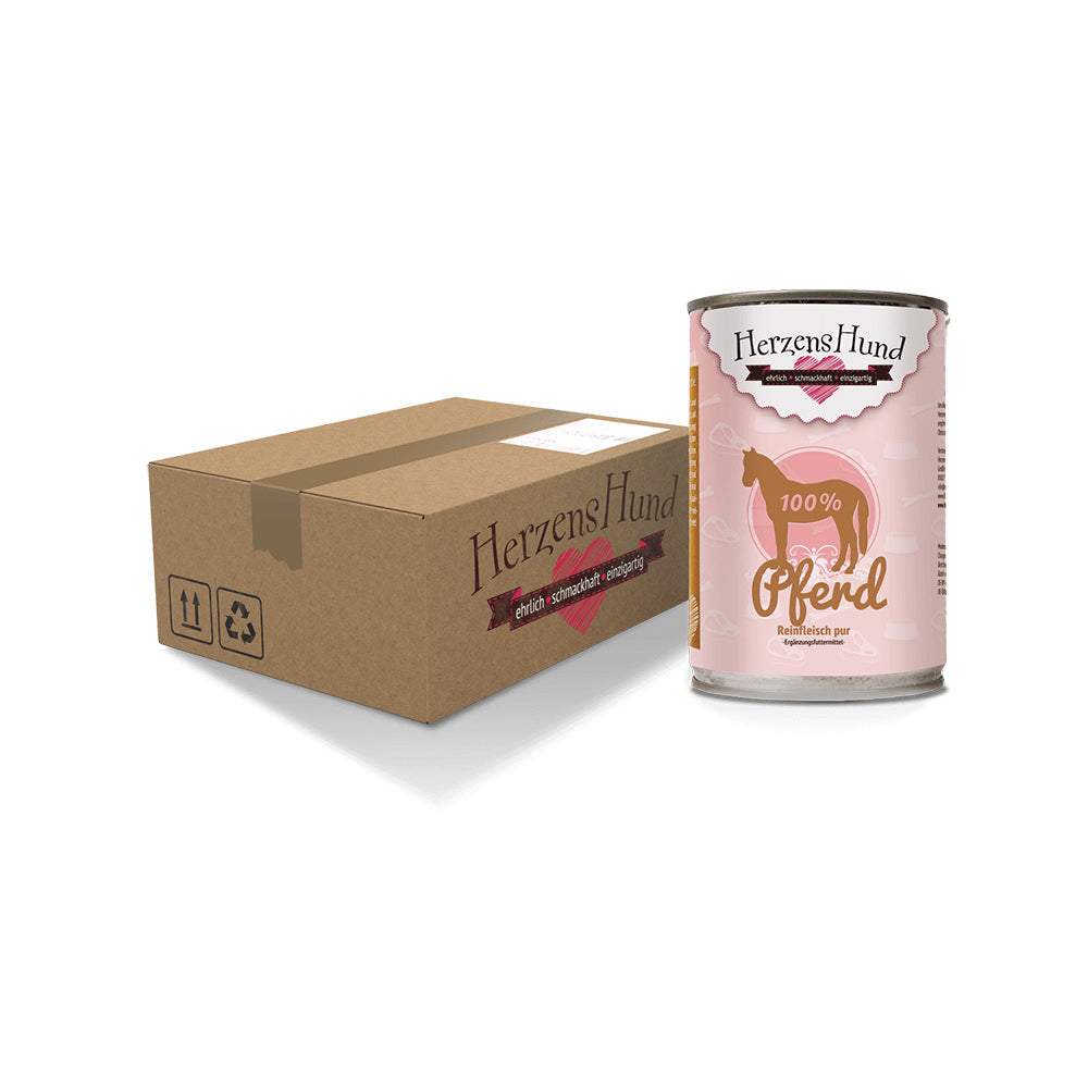 HerzensHund Pferd Reinfleisch pur - Nicht-bio für Hunde 12 x 400g