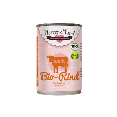 HerzensHund Bio-Rind Reinfleisch pur für Hunde 12 x 400g