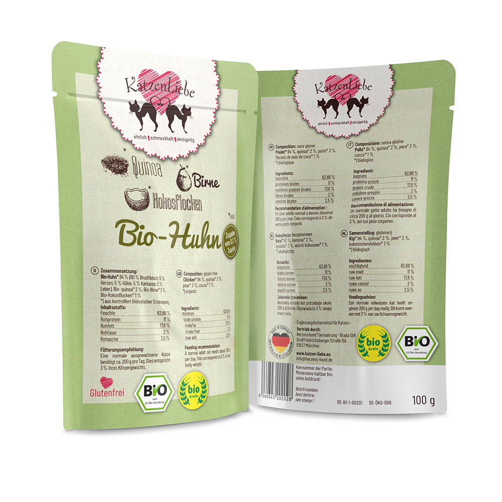 KatzenLiebe Bio-Huhn mit Bio-Quinoa für Katzen