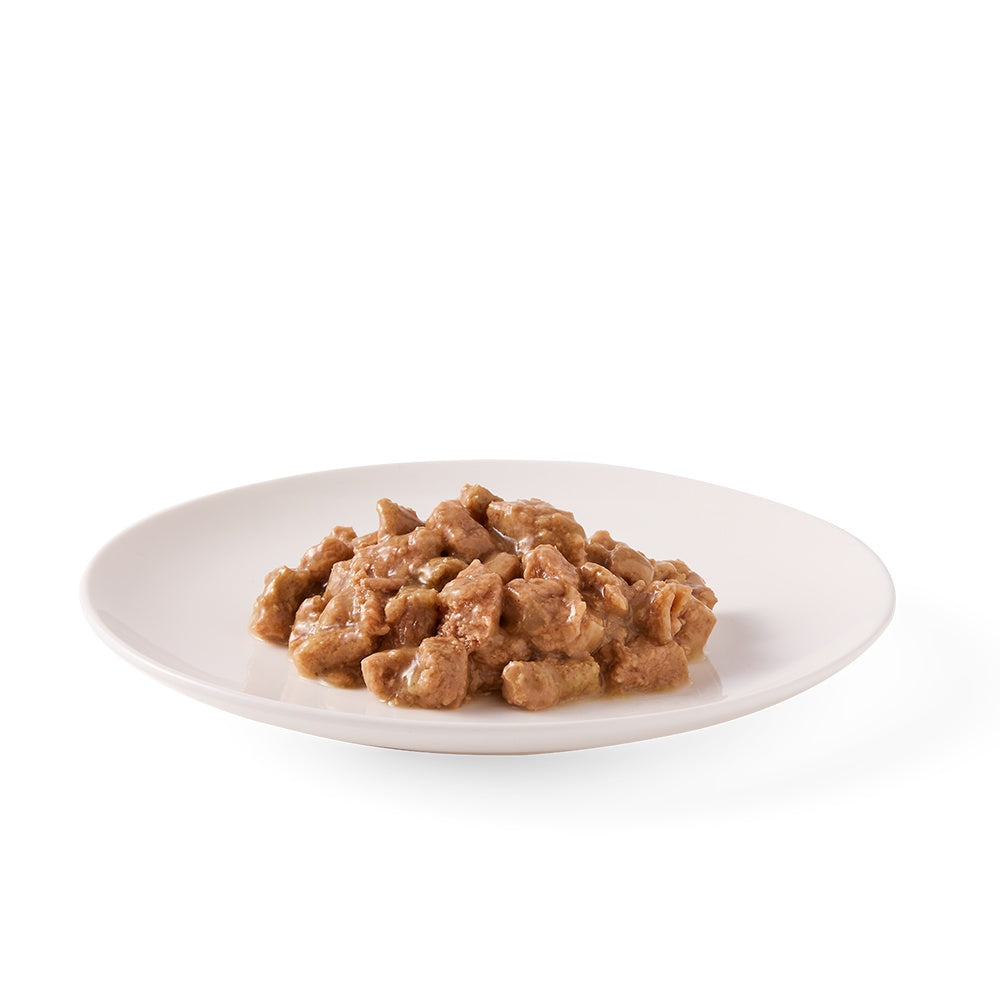 Yarrah Bio Katze Schale Bröckchen getreidefrei Huhn mit Rind 16×100g - BioTierFutter Onlineshop