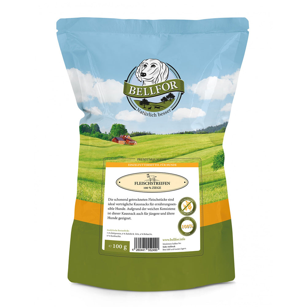 Bellfor Gesunder Hundesnack - Fleischstreifen Ziege 100 g