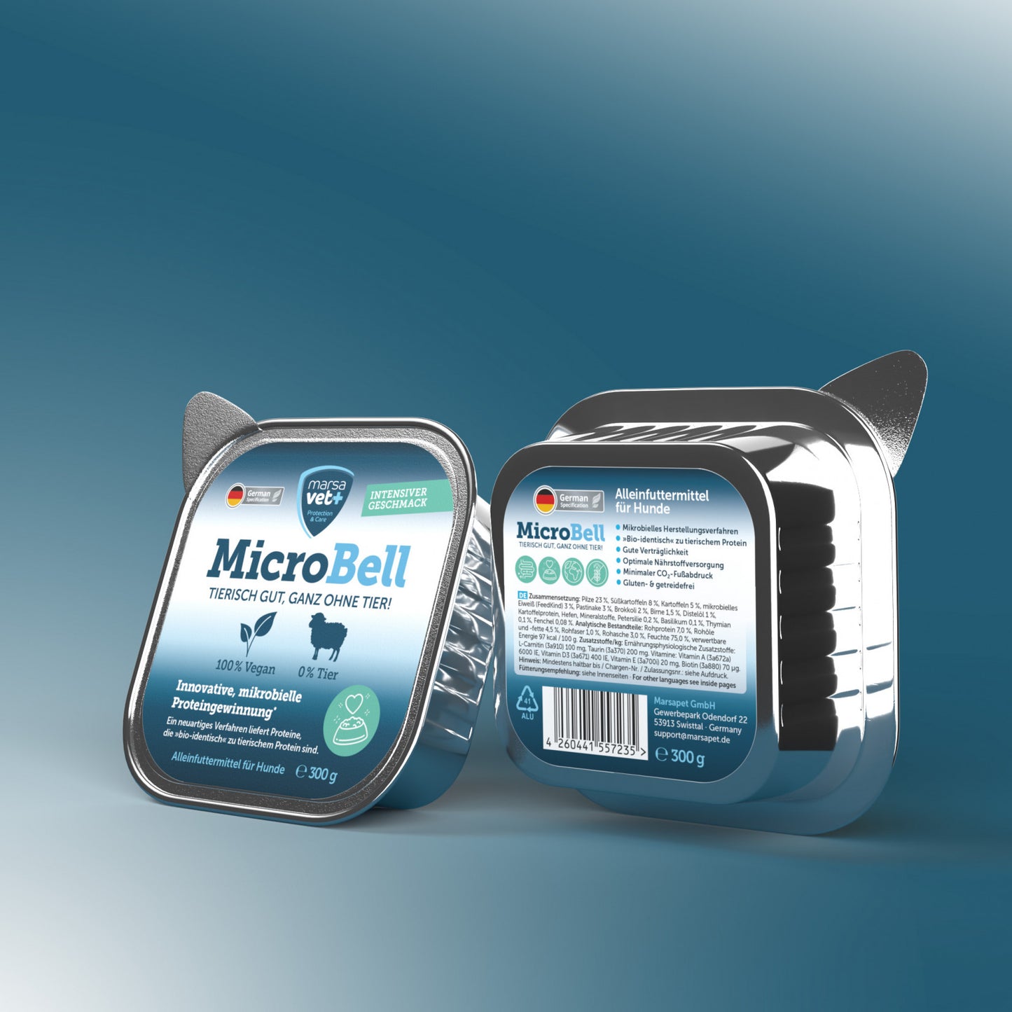 Marsavet MicroBell – Veganes Nassfutter für Hunde mit mikrobiellem Protein 9 x 300 g
