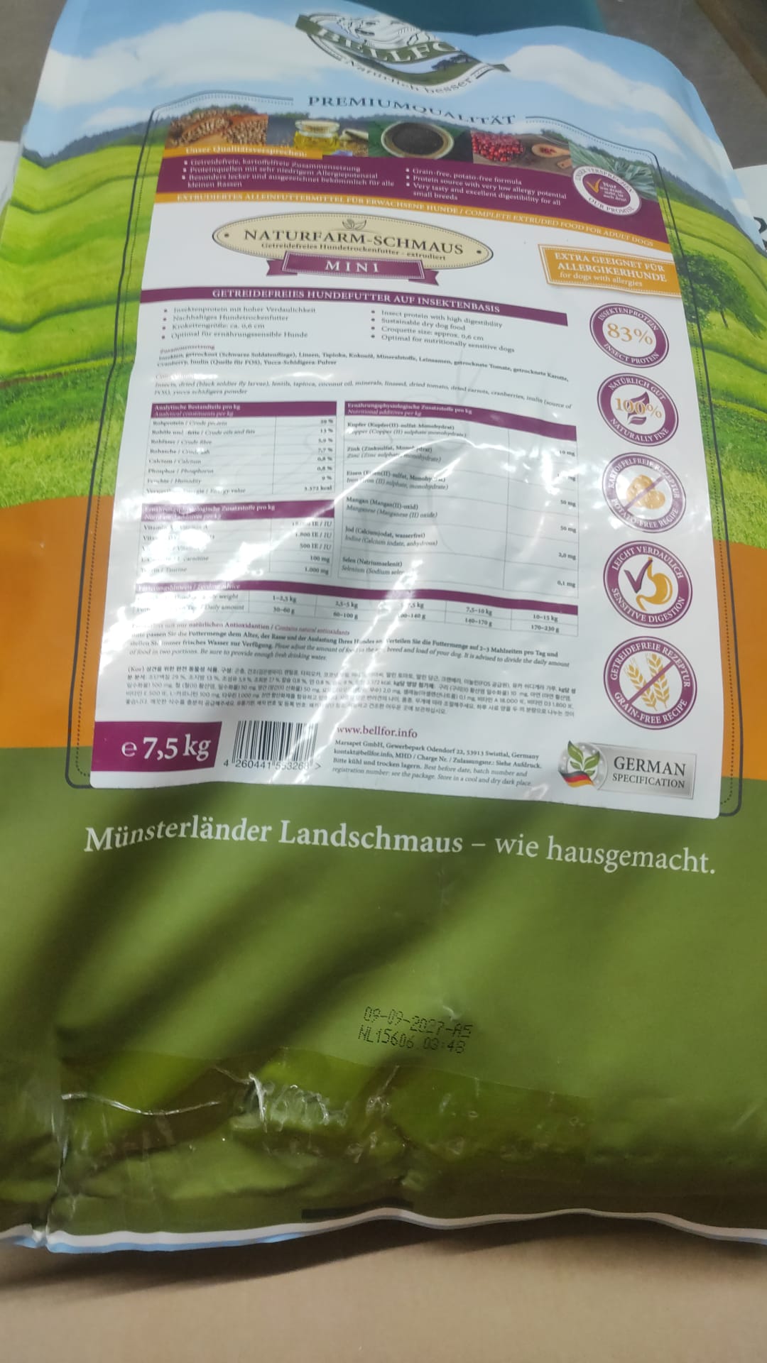 Bellfor Naturfarm-Schmaus Mini Grain-Free Insect Dry Dog Food
