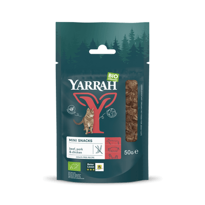 Yarrah Bio Mini-Snacks für Katzen, getreidefrei, 50 g – Verpackung